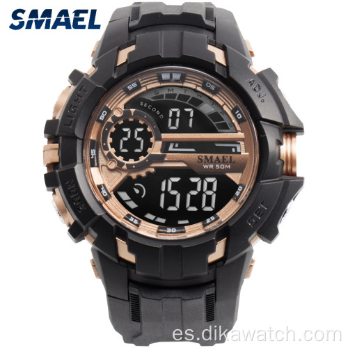 smael hombres LED reloj digital relojes de pulsera dorado electrónico